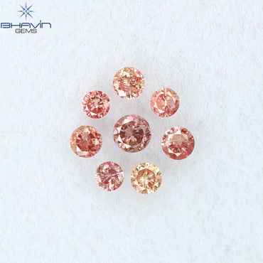 0.19 CT/8 Pcs Round Shape Natural Loose Diamond Pink Color I2 Clarity (2.00 MM)