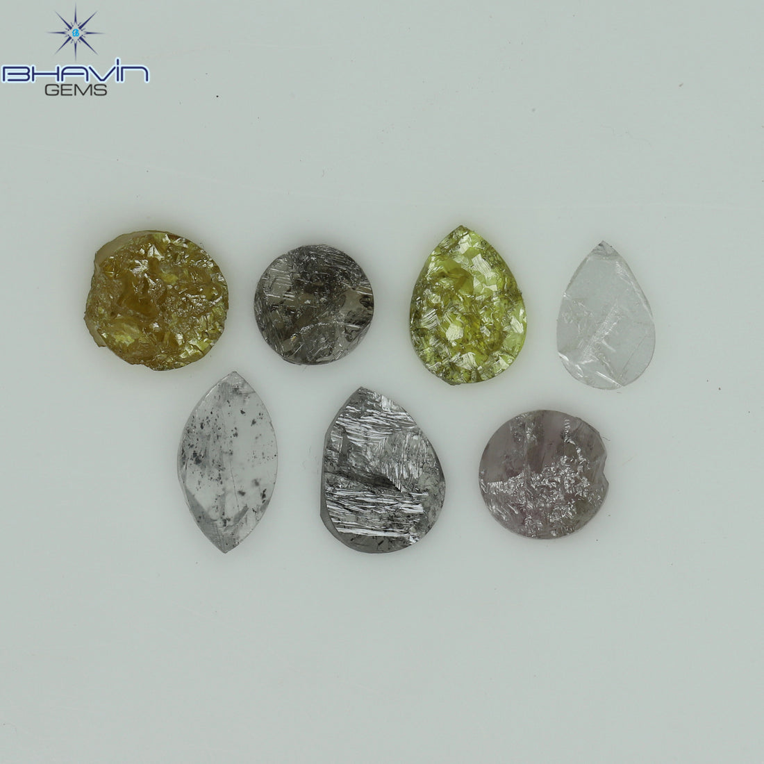 1.16 CT/7 Pcs Natural Uncut Diamond Mix Color Clarity I3 (5.93 MM)