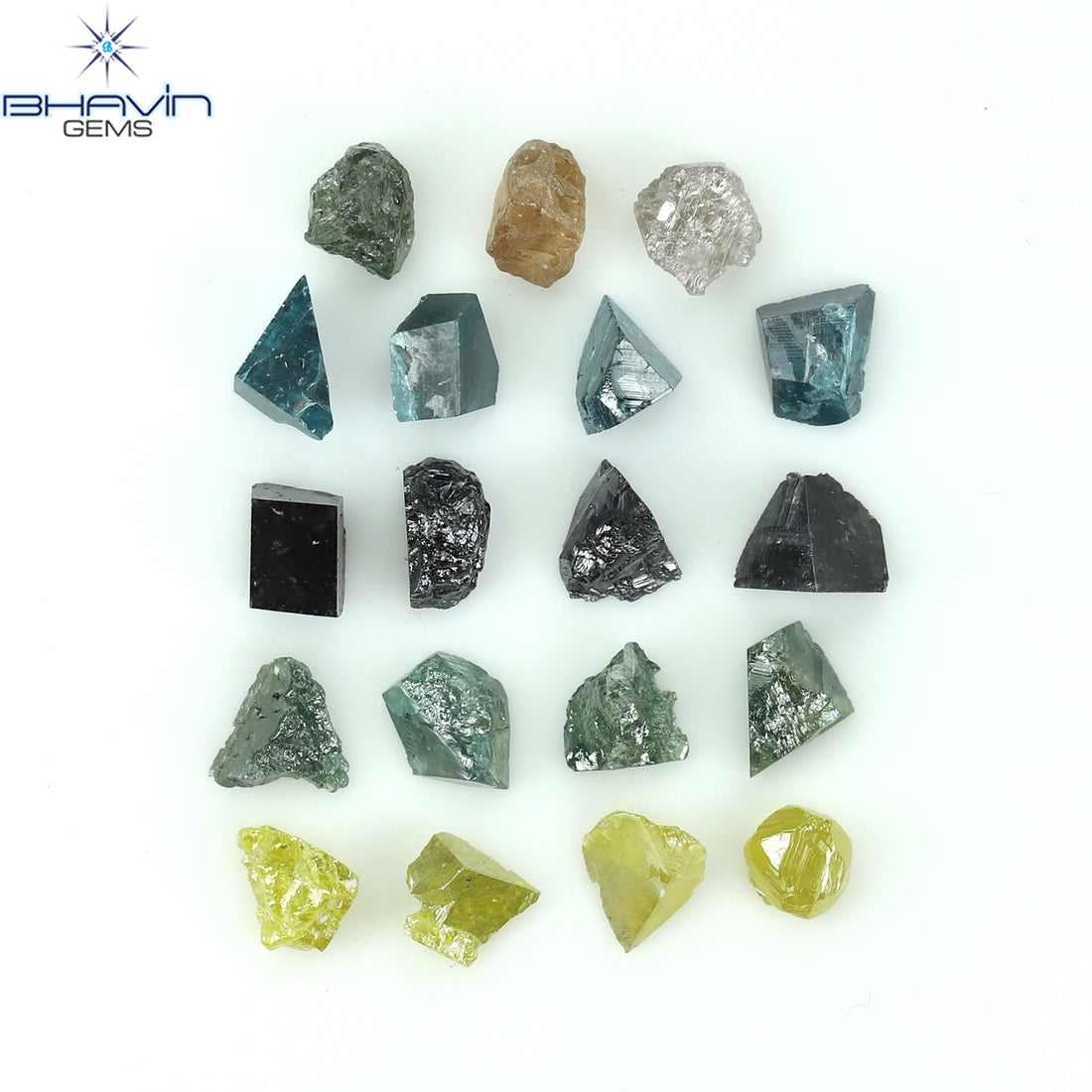 9.48 CT/46 Pcs Natural Rough Diamond Enhanced Mix Fancy Color Clarity I3 (3.11 MM)