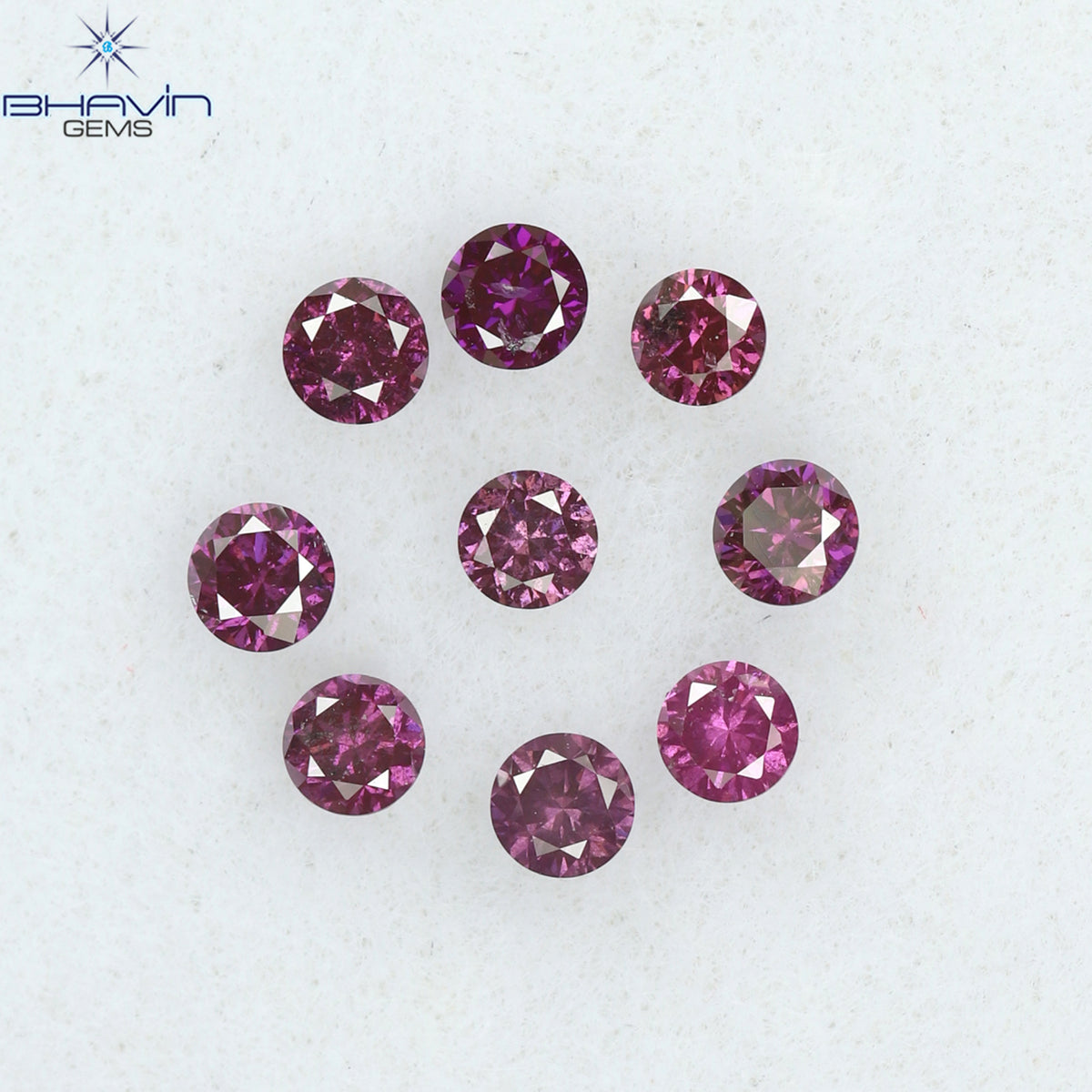 0.24 CT/9 PCS ラウンド ダイヤモンド ピンク色 天然ダイヤモンド I1 クラリティ (1.90 MM)