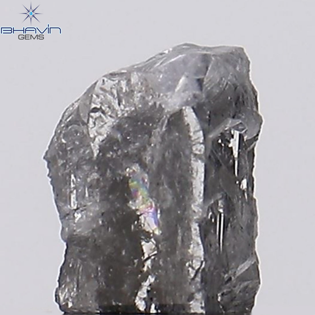 0.44 CT ラフシェイプ ナチュラル ダイヤモンド ブラック グレー (ソルト アンド パッパー) カラー I3 クラリティ (4.95 MM)