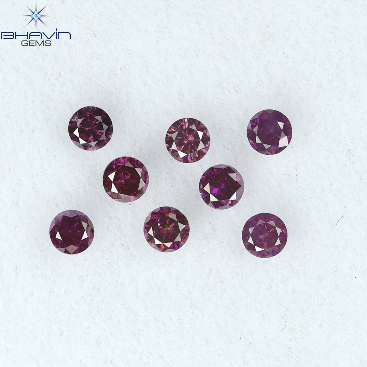 0.28 CT/8 PCS ラウンド ダイヤモンド ピンク色 天然ダイヤモンド I1 クラリティ (2.00 MM)