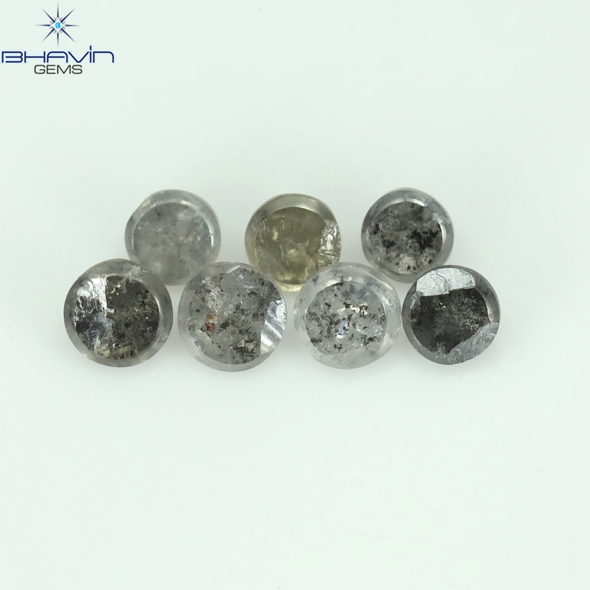 0.46 CT/7 Pcs Natural Uncut Diamond Salt And Pepper Color Clarity I3 (2.50 MM)