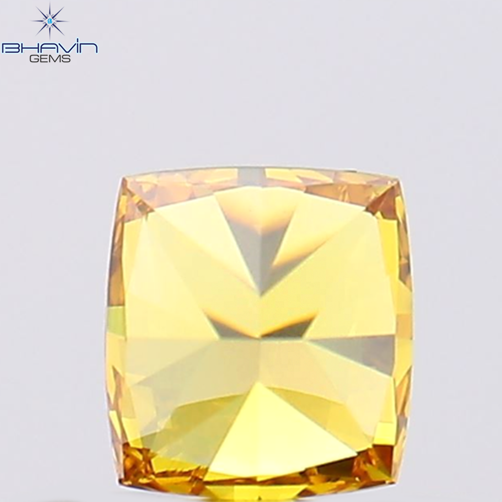 0.35 CT Natural Cushion Diamond Enhanced Orange Color Clarity VS1 (4.08 MM)