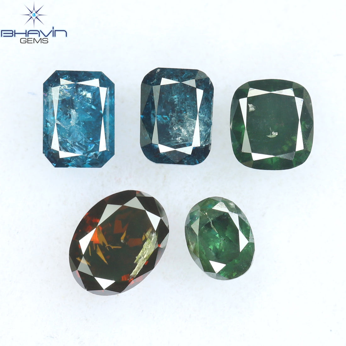 0.81CT/5ピース ミックスシェイプ 天然ダイヤモンド ミックスカラー SI-I2 クラリティ (4.10mm)