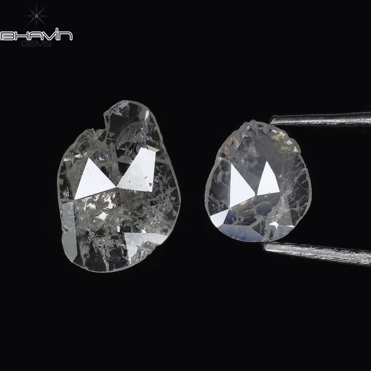 0.84 CT/2 Pcs Natural Rosecut Polki Diamond White Color Clarity I3 (9.26 MM)