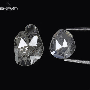 0.84 CT/2 Pcs Natural Rosecut Polki Diamond White Color Clarity I3 (9.26 MM)