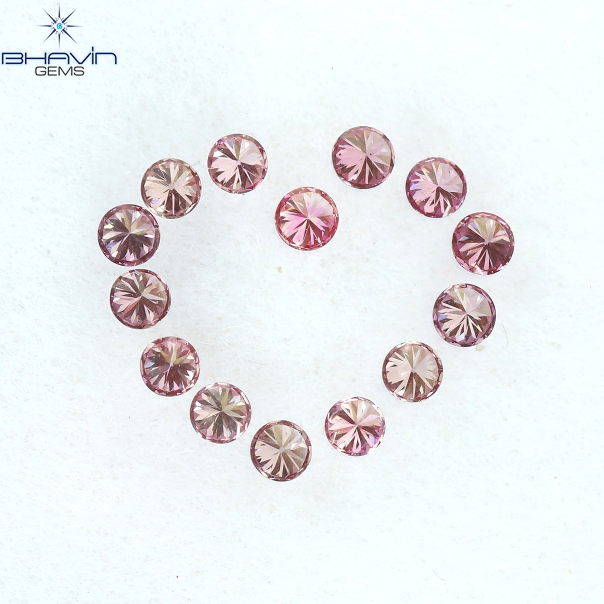 0.30CT/14PCS ラウンドダイヤモンド ビビッドピンクカラー 天然ダイヤモンド VS クラリティ (1.70MM)