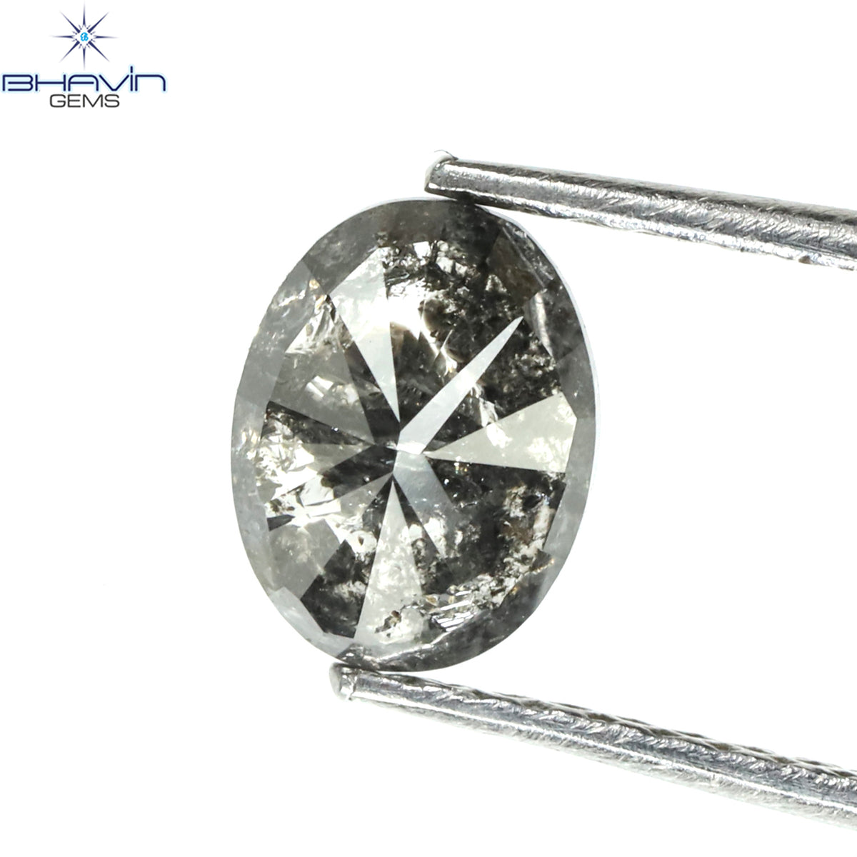 0.43 CT オーバルシェイプ ナチュラル ダイヤモンド ソルト アンド パッパー カラー I3 クラリティ (5.18 MM)