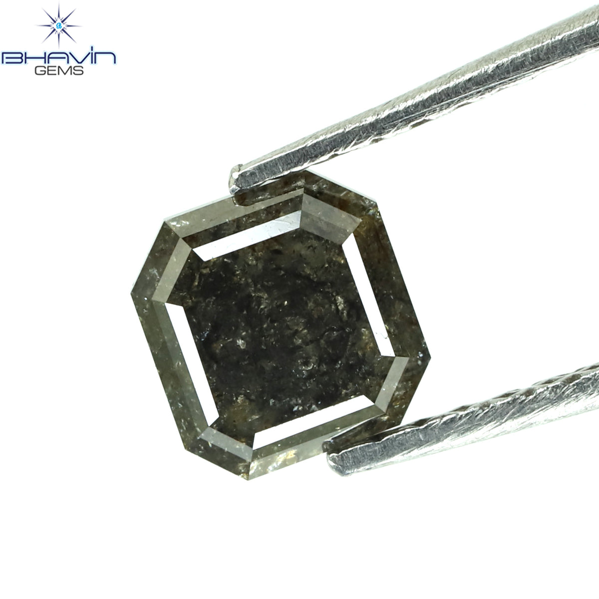 1.00 CT アッシャー シェイプ ナチュラル ダイヤモンド ソルト アンド ペッパー カラー I3 クラリティ (5.72 MM)