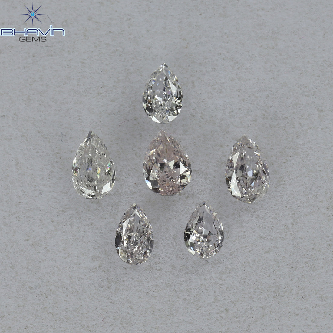 0.49 CT/6 Pcs Natural Pear Diamond Pink Color Clarity SI (3.82 MM)
