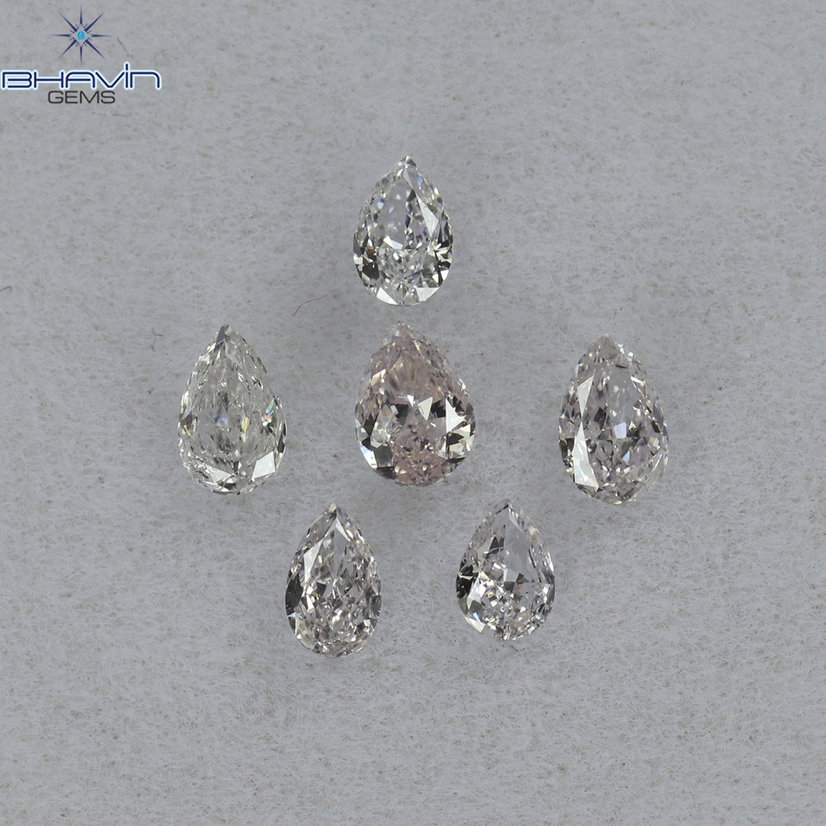 0.61 CT/6 ピース ペアシェイプ ナチュラル ダイヤモンド ミックス カラー VS2 クラリティ (3.97 MM)