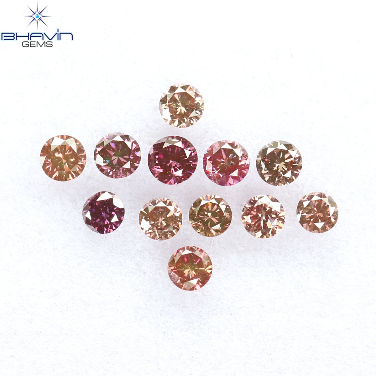 0.39 CT/12 ピース ラウンド シェイプ ナチュラル ルース ダイヤモンド ピンク カラー VS-SI クラリティ (2.25 MM)