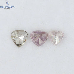 0.50 CT/3 PCS Heart Shape Natural Diamond Pink Color I2 Clarity (3.95 MM)