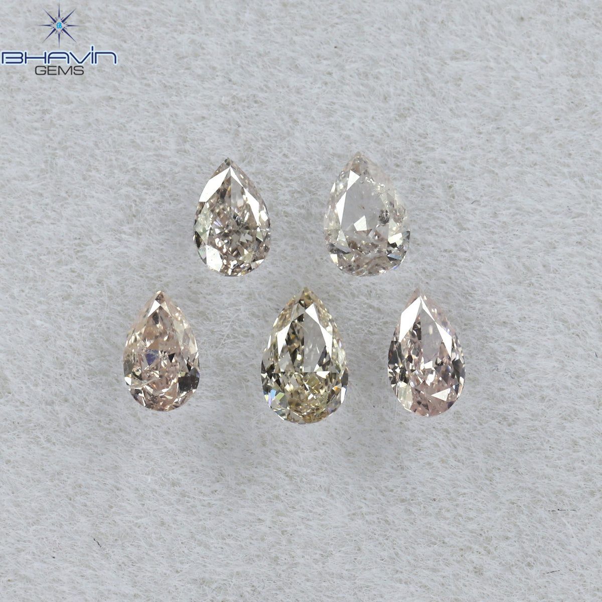 0.61 CT/6 ピース ペアシェイプ ナチュラル ダイヤモンド ミックス カラー VS2 クラリティ (3.97 MM)