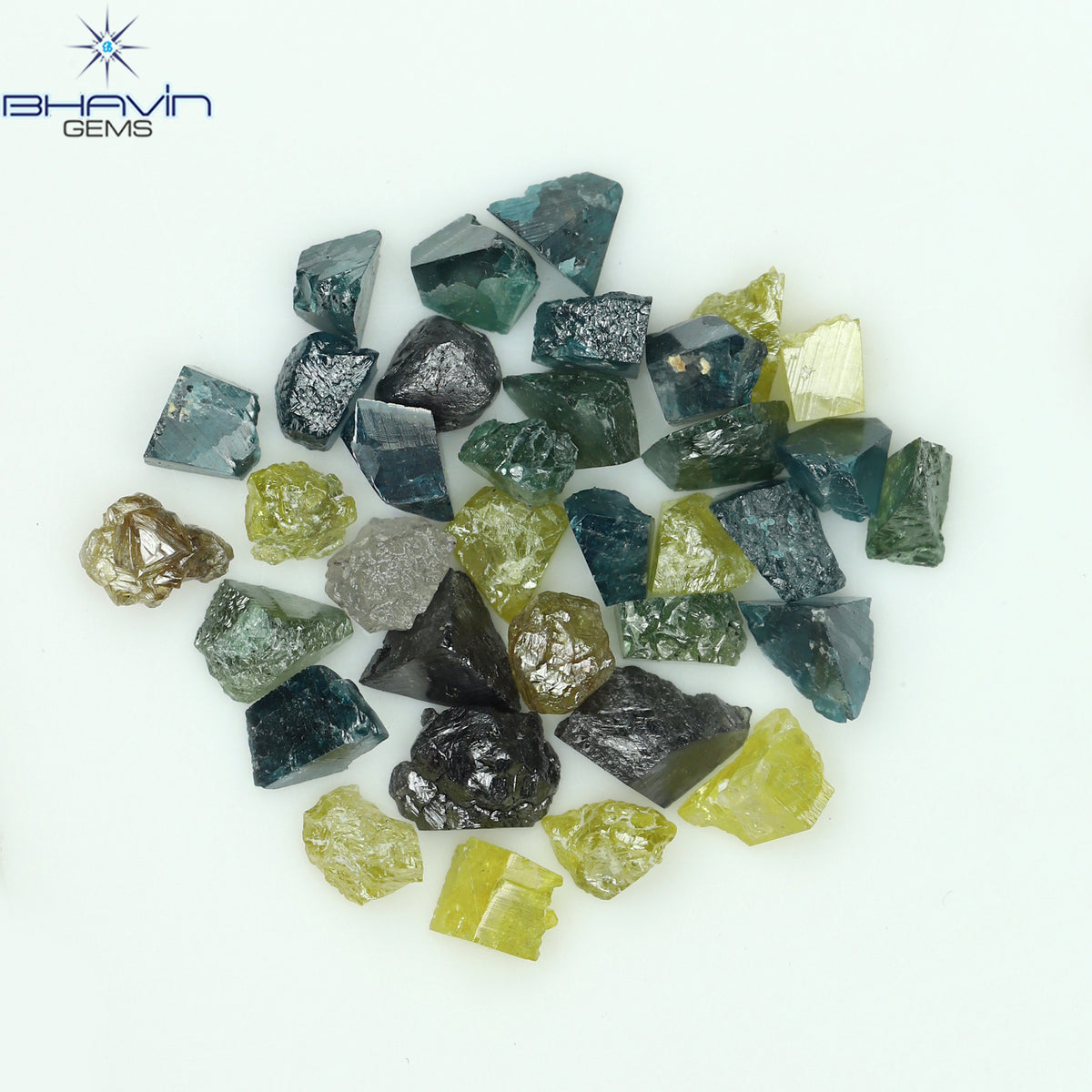 7.79 CT/38 Pcs Natural Rough Diamond Enhanced Mix Fancy Color Clarity I3 (3.89 MM)