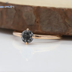Round Diamond Salt And Pepper Diamond Natural Diamond Ring Engagement Ring