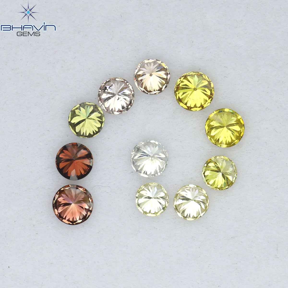 0.05 CT/5 ピース ラウンド シェイプ ナチュラル ルース ダイヤモンド ピンク カラー I1 クラリティ (0.05 MM)