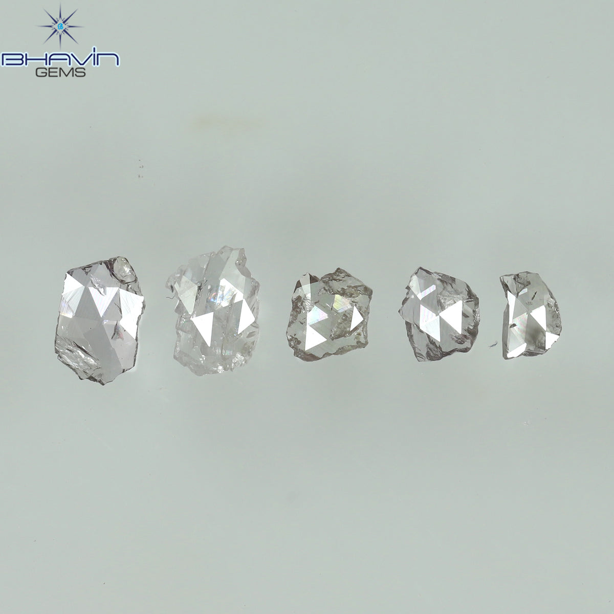 0.39 CT/5 ピース ローズカット ポルキ シェイプ ナチュラル ダイヤモンド ピンク カラー I2 クラリティ (4.84 MM)