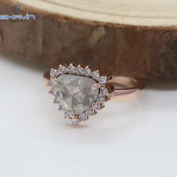 Gold Ring, Heart Diamond, Salt And Papper Diamond, Natural Diamond Ring, Engagement Ring, Wedding Ring, Diamond Ring