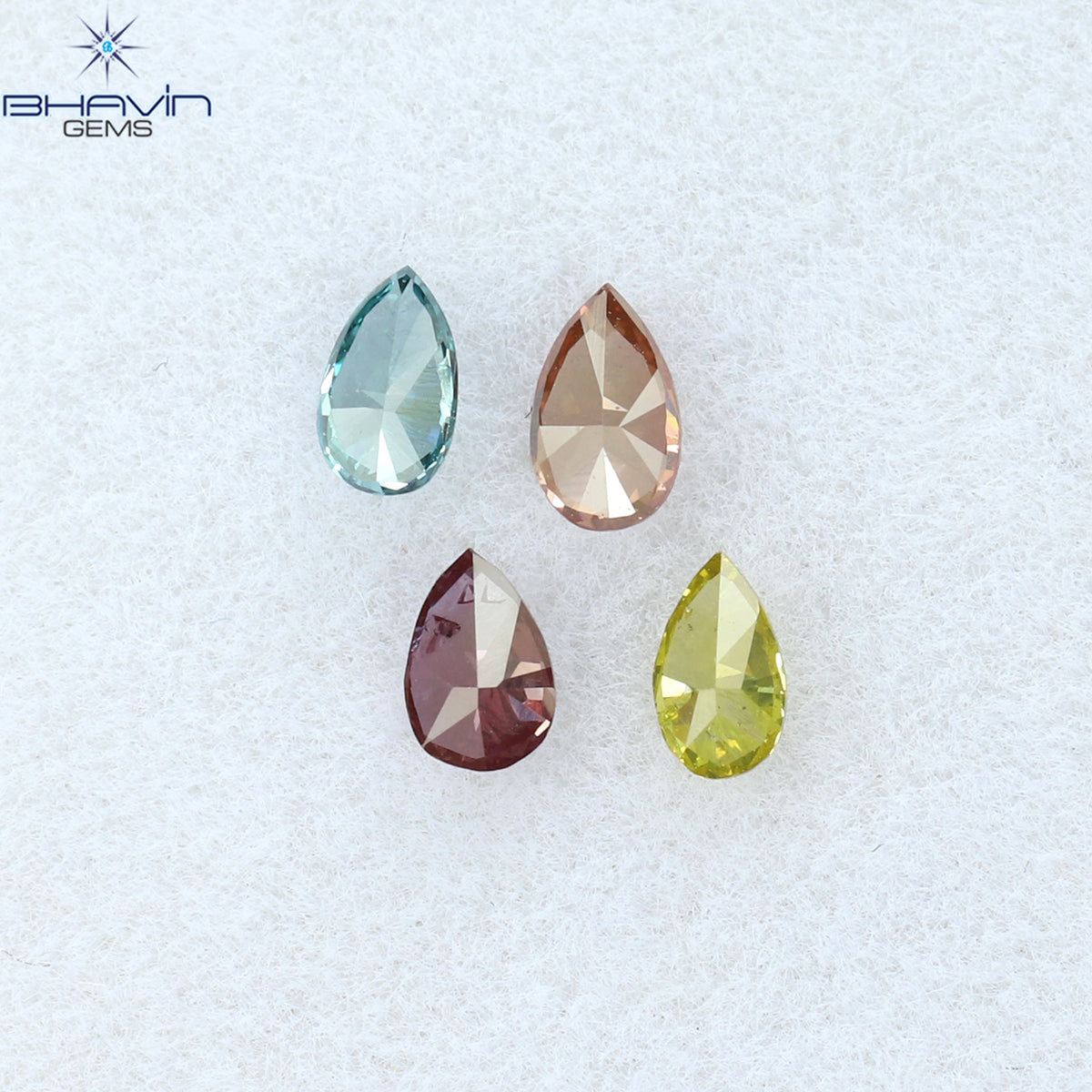 0.31 CT/4 Pcs Natural Pear Diamond Enhanced Mix Fancy Color Clarity SI1 (3.92 MM)