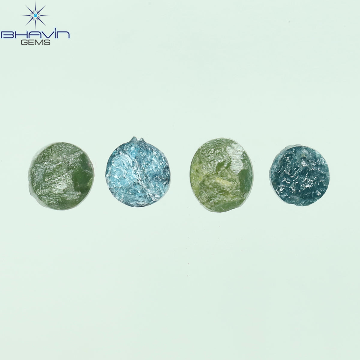 1.05 CT、ノーカット ポルキ シェイプ、天然ダイヤモンド、ブルー カラー、I3 クラリティ (5.42 MM)