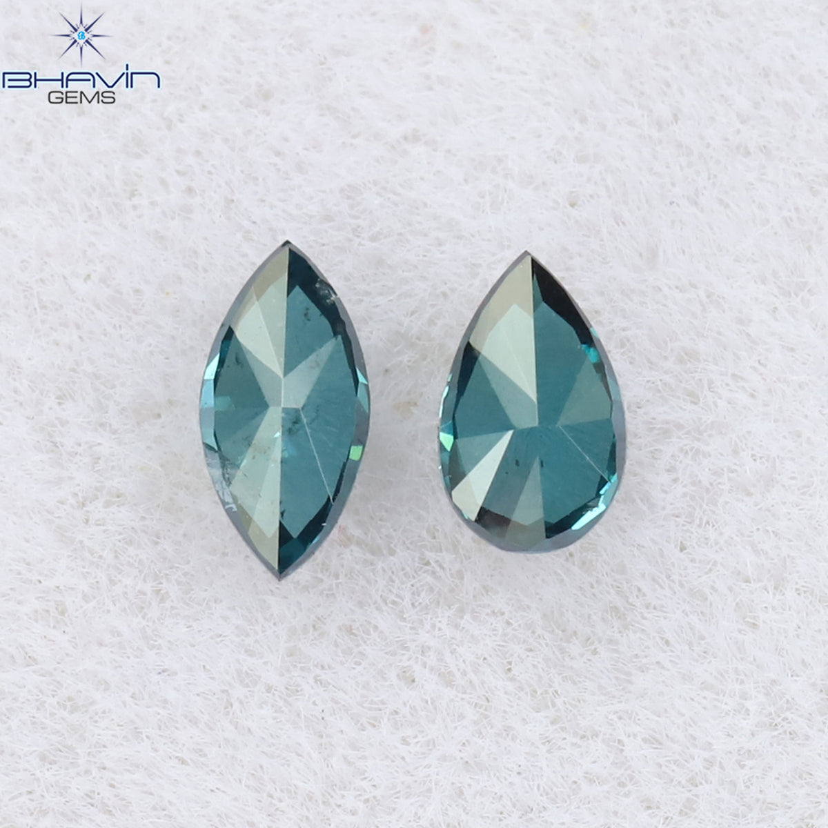 0.13 CT/2 ピース ミックス シェイプ ナチュラル ダイヤモンド ブルー カラー SI1 クラリティ (3.80 MM)