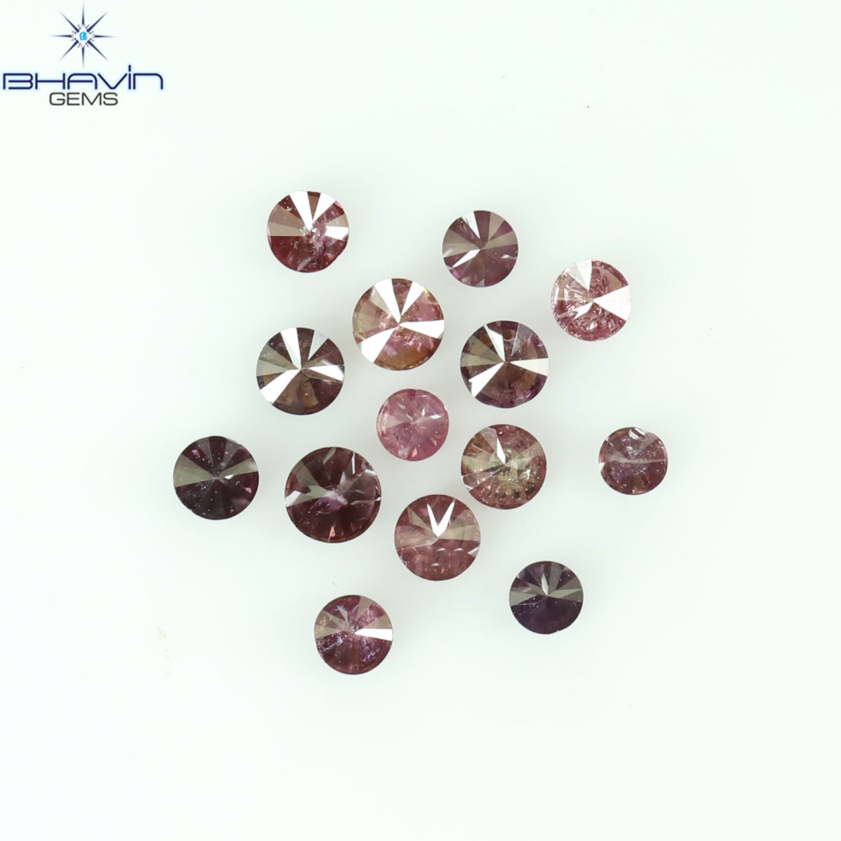 0.20 CT/14 個 ラウンド シェイプ ナチュラル ルース ダイヤモンド ピンク カラー I1 クラリティ (1.50 MM)