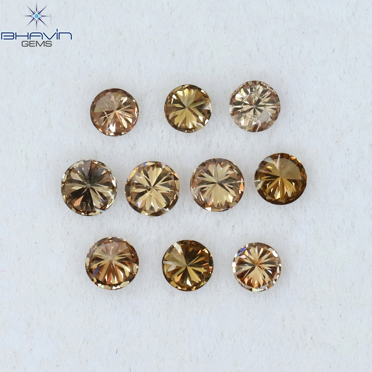 0.32 CT/10 Pcs Natural Round Diamond Brown Pink (Argyle) Color Clarity VS-SI (2.00 MM)