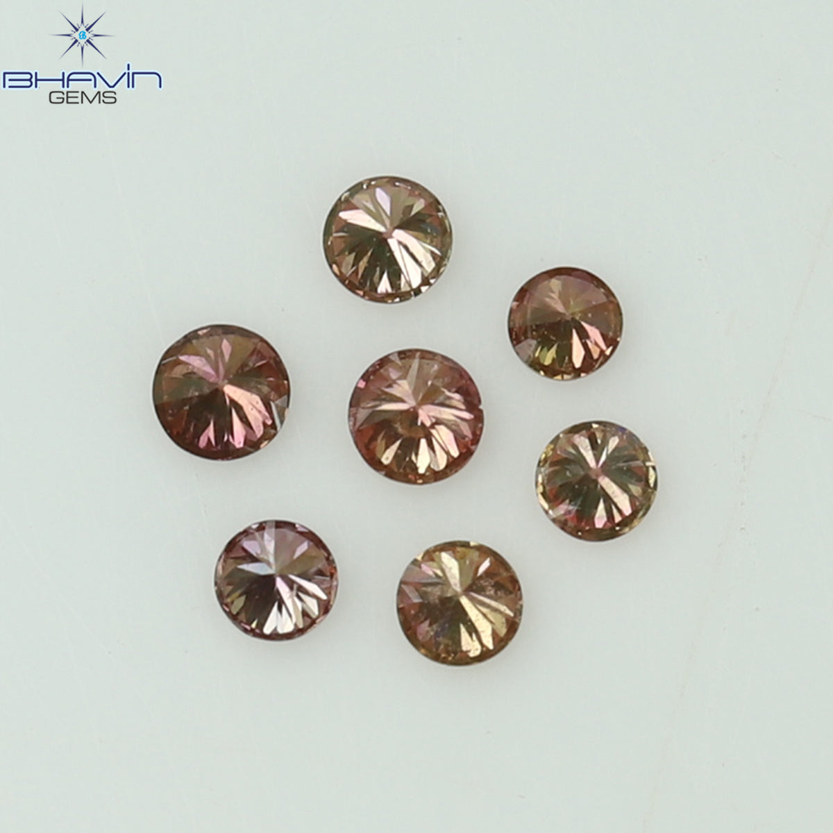 0.08 CT/7 Pcs Natural Round Diamond Enhanced Pink Color Clarity SI (1.50 MM)