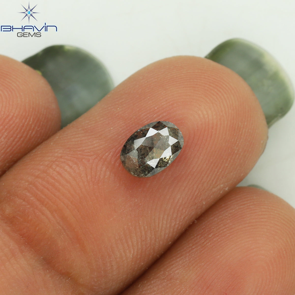 0.56 CT Natural Oval Diamond Salt and Pepper Color Clarity I3 (5.56 MM)