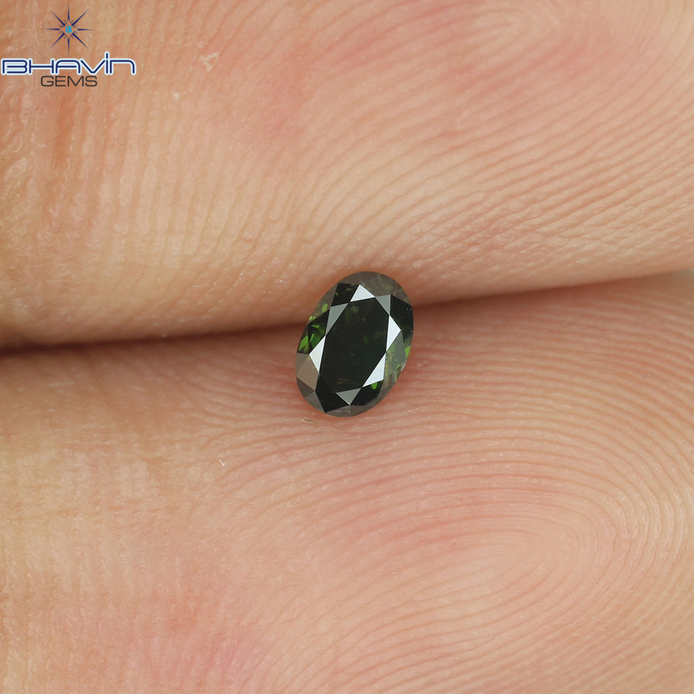 0.15 CT Oval Shape Natural Diamond Green Color SI1 Clarity (3.73 MM)