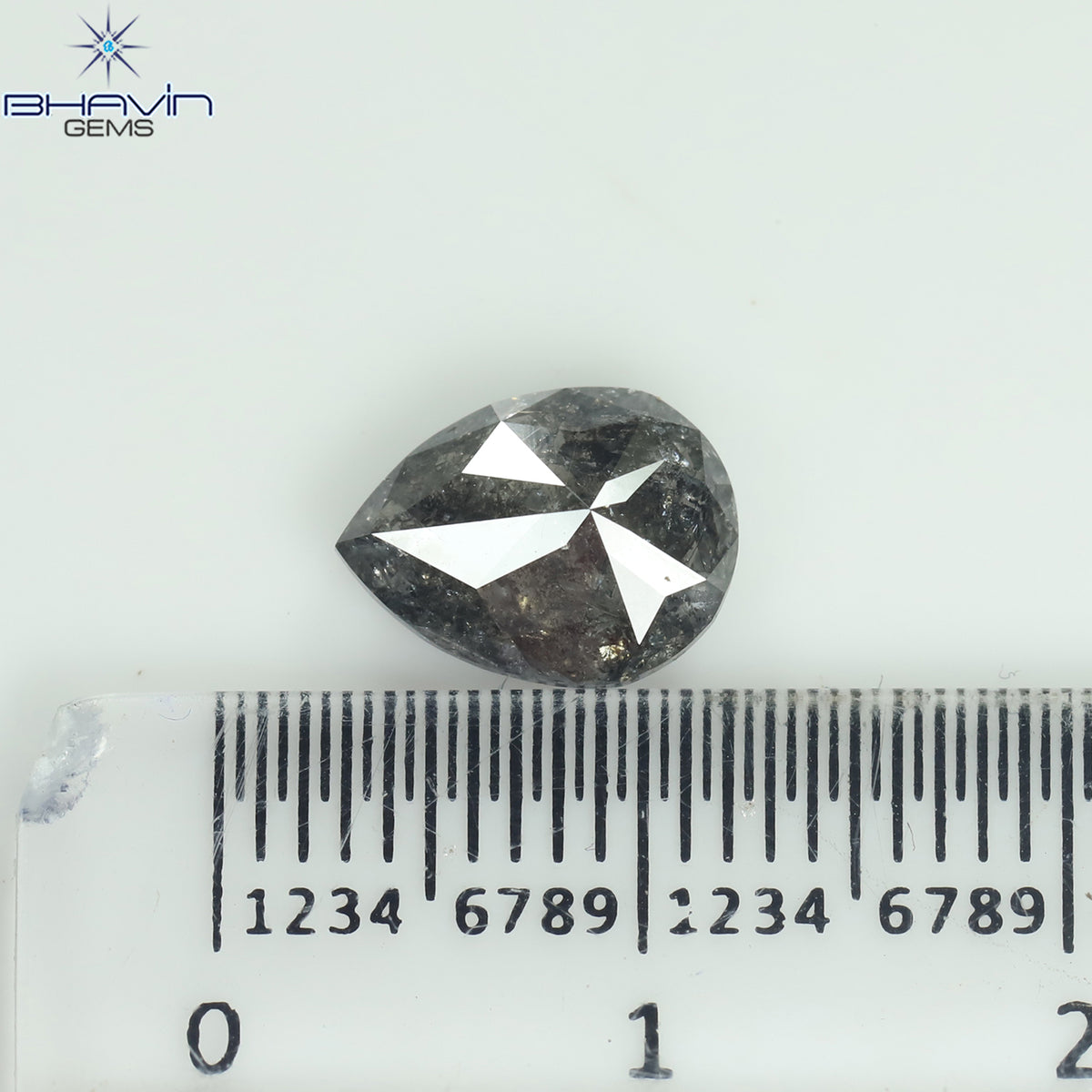 2.07 CT ペアシェイプ ナチュラル ルース ダイヤモンド ソルト アンド ペッパー カラー I3 クラリティ (9.55 MM)