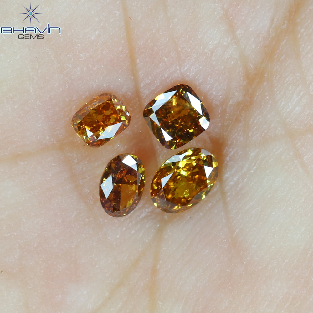 0.48 CT/4 PCS Mix Diamond Natural diamond Orange Diamond VS1 Clarity (3.82 MM)