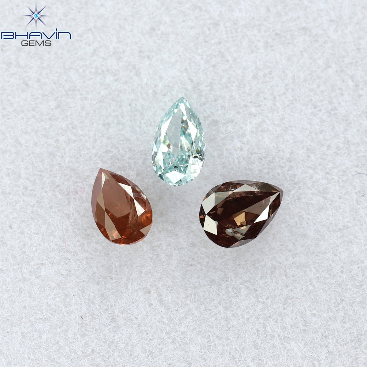 0.32 CT/3 Pcs Natural Pear Diamond Enhanced Pink Color Clarity SI1 (3.80 MM)