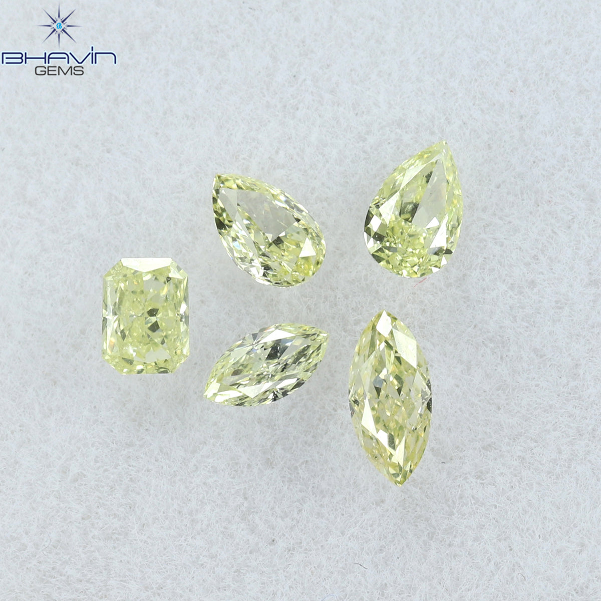 0.49 CT/5 ピース ミックス シェイプ ナチュラル ダイヤモンド イエロー カラー SI2 クラリティ (2.20 MM)