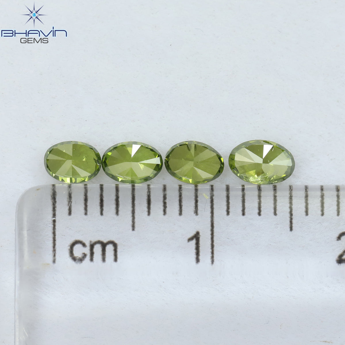 0.59 CT/4 Pcs Natural Oval Diamond Enhanced Green Color Clarity SI (4.22 MM)
