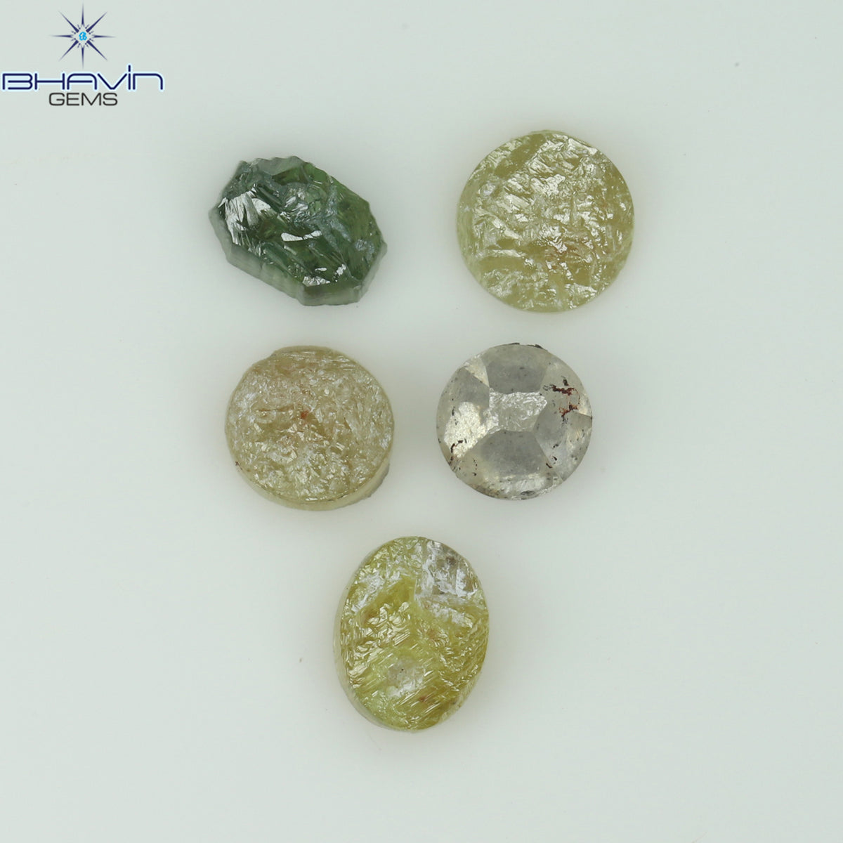 1.08 CT/5 Pcs Natural Uncut Diamond Mix Color Clarity I3 (4.17 MM)