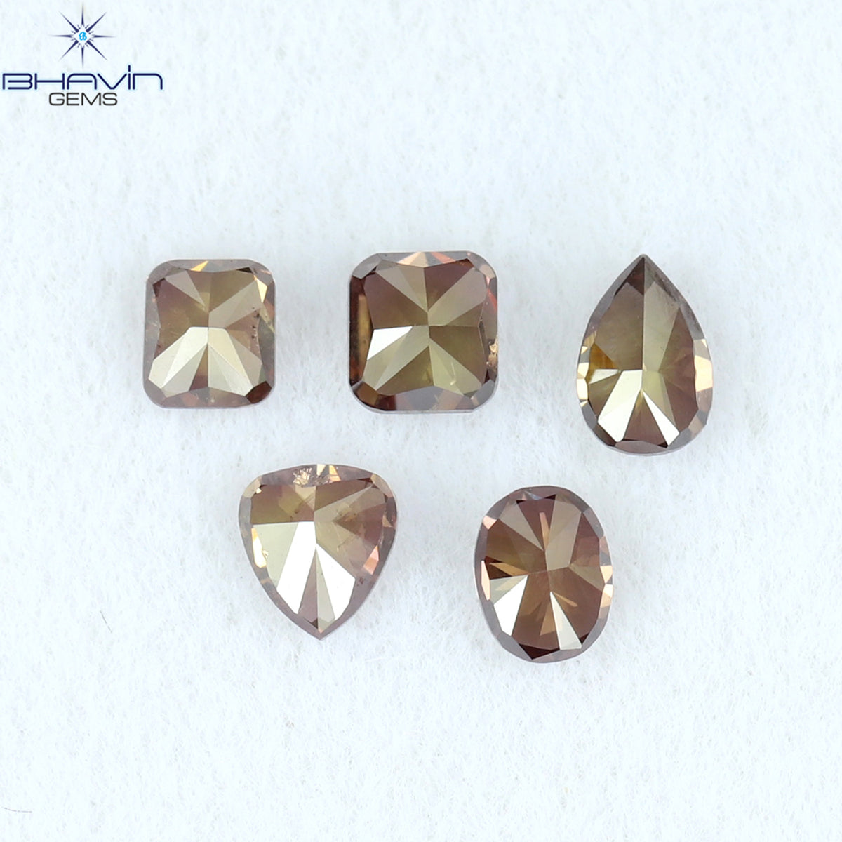 0.60 CT/5 個 ミックス シェイプ ナチュラル ルース ダイヤモンド ピンク カラー SI1 クラリティ (3.66 MM)