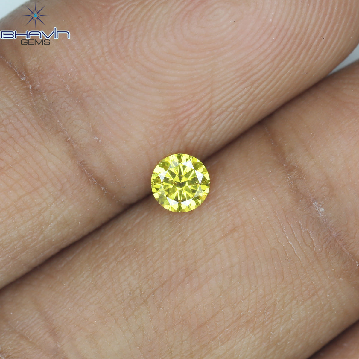 0.18 CT ラウンド シェイプ ナチュラル ダイヤモンド ビビッド イエロー (カナリア) カラー SI1 クラリティ (3.58 MM)