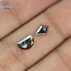 0.79 CT/2 PCS Mix Shape Natural Diamond Black Color I3 Clarity (7.04 MM)