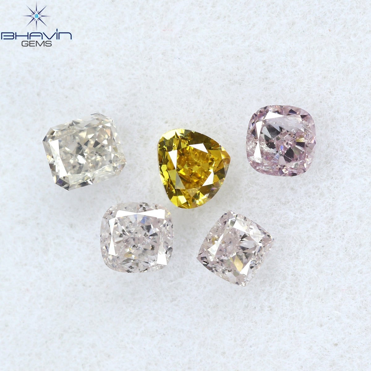 0.49 CT/5 Pcs Natural Cushion Diamond Pink Color Clarity SI2 (2.56 MM)