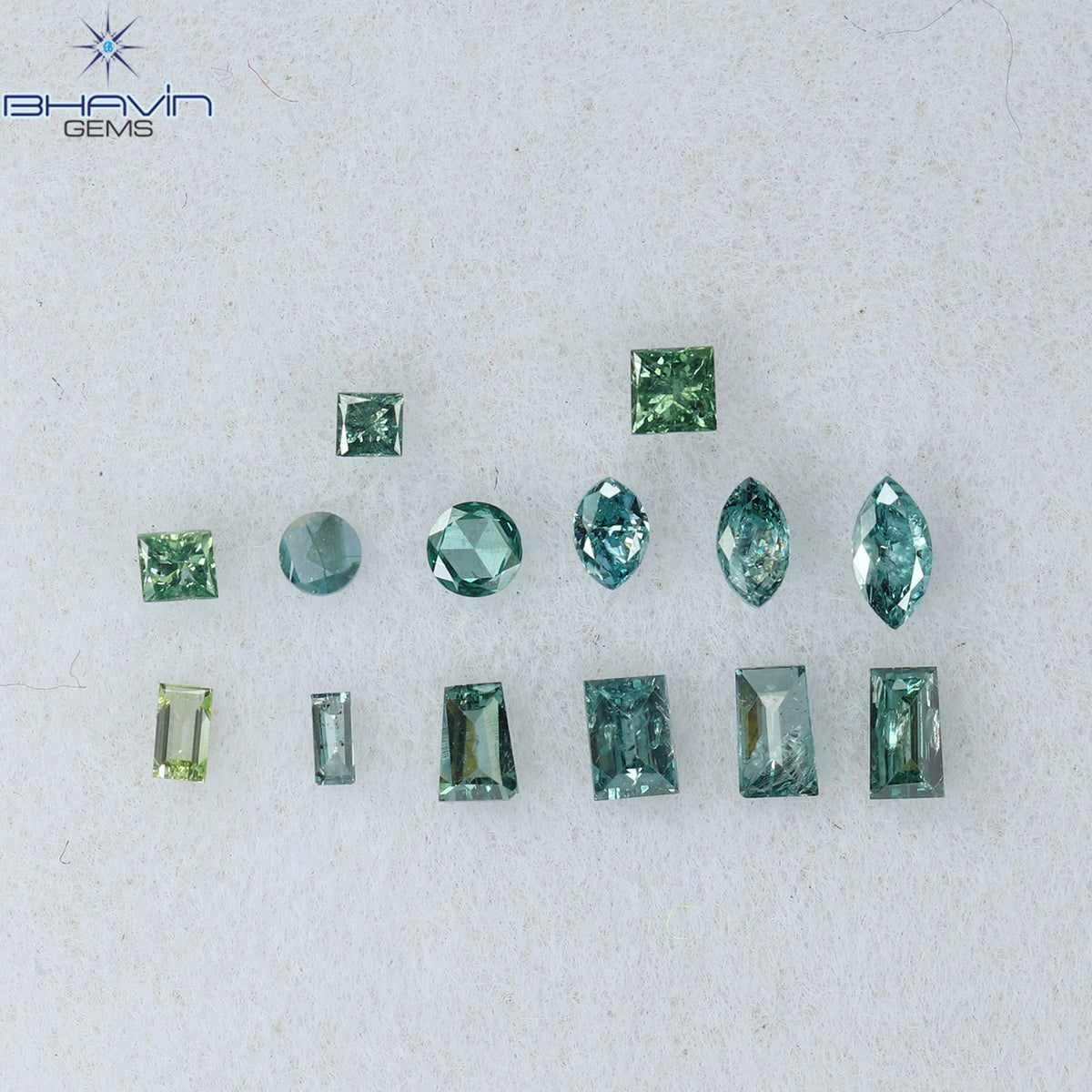 0.29 CT/14 Pcs Natural Mix Diamond Enhanced Blue Color Clarity SI (2.35 MM)