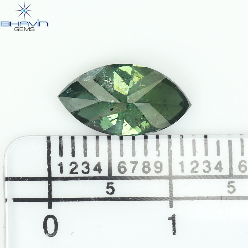 2.11 CT マーキス シェイプ ナチュラル ダイヤモンド グリーン カラー I2 クラリティ (11.14 MM)