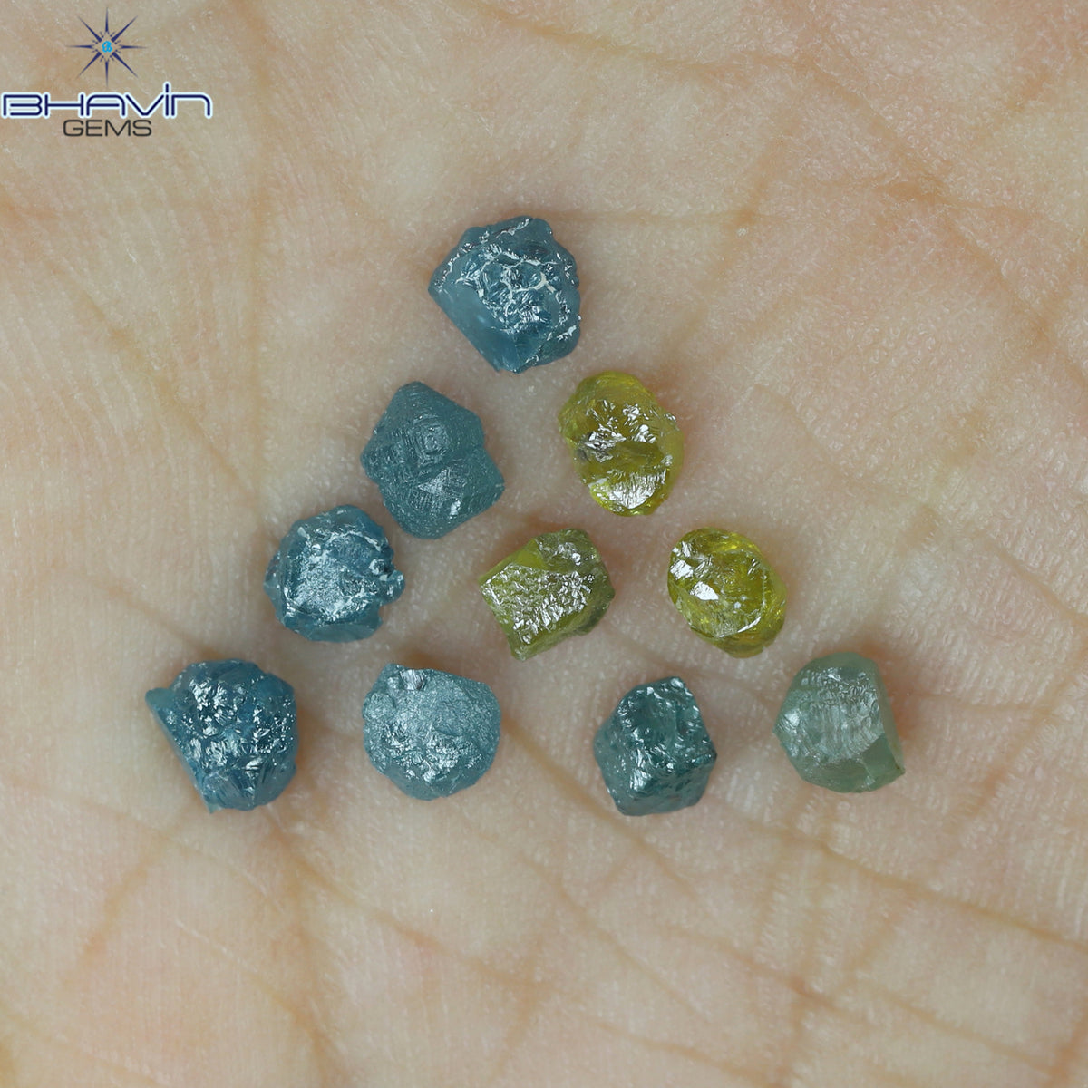 1.85 CT/10 Pcs Natural Rough Diamond Enhanced Mix Fancy Color Clarity I3 (4.00 MM)