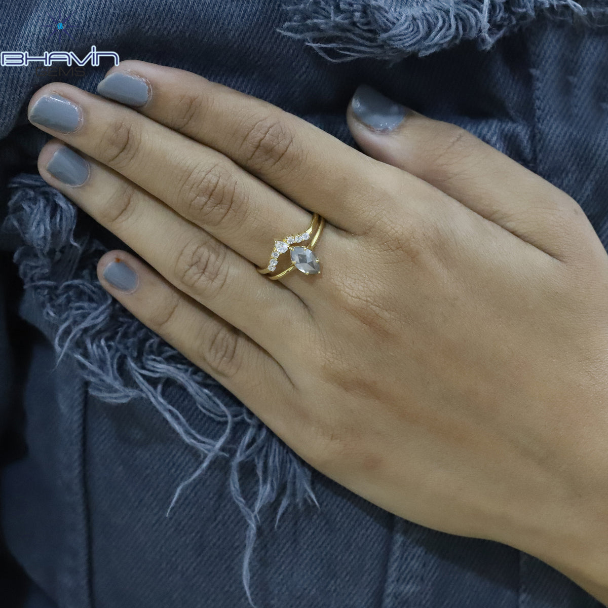 Gold Ring, Marquise Diamond, Salt And Pepper Diamond, Natural Diamond Ring, Engagement Ring, Wedding Ring, Diamond Ring