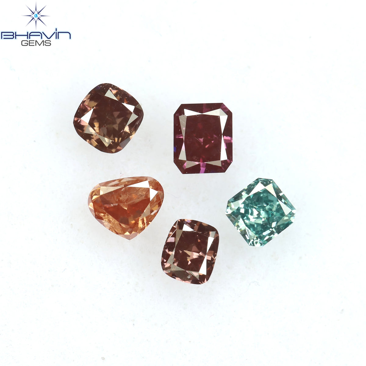 0.28 CT/5 ピース ミックス シェイプ ナチュラル ダイヤモンド ピンク色 SI2 クラリティ (2.40 MM)