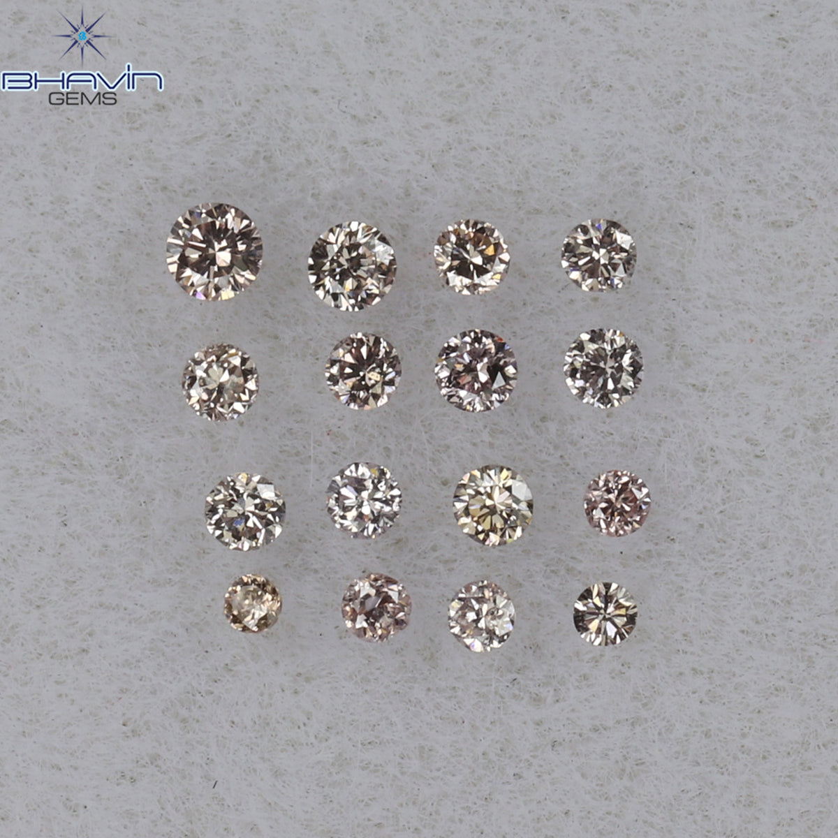 0.09 CT/16 Pcs Natural Round Diamond Brown Pink (Argyle) Color Clarity VS2 (1.40 MM)
