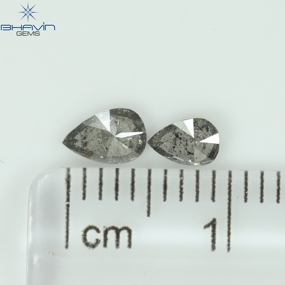0.42 CT/2 個ペアシェイプ ナチュラル ルース ダイヤモンド ソルト アンド ペッパー カラー I3 クラリティ (5.26 MM)