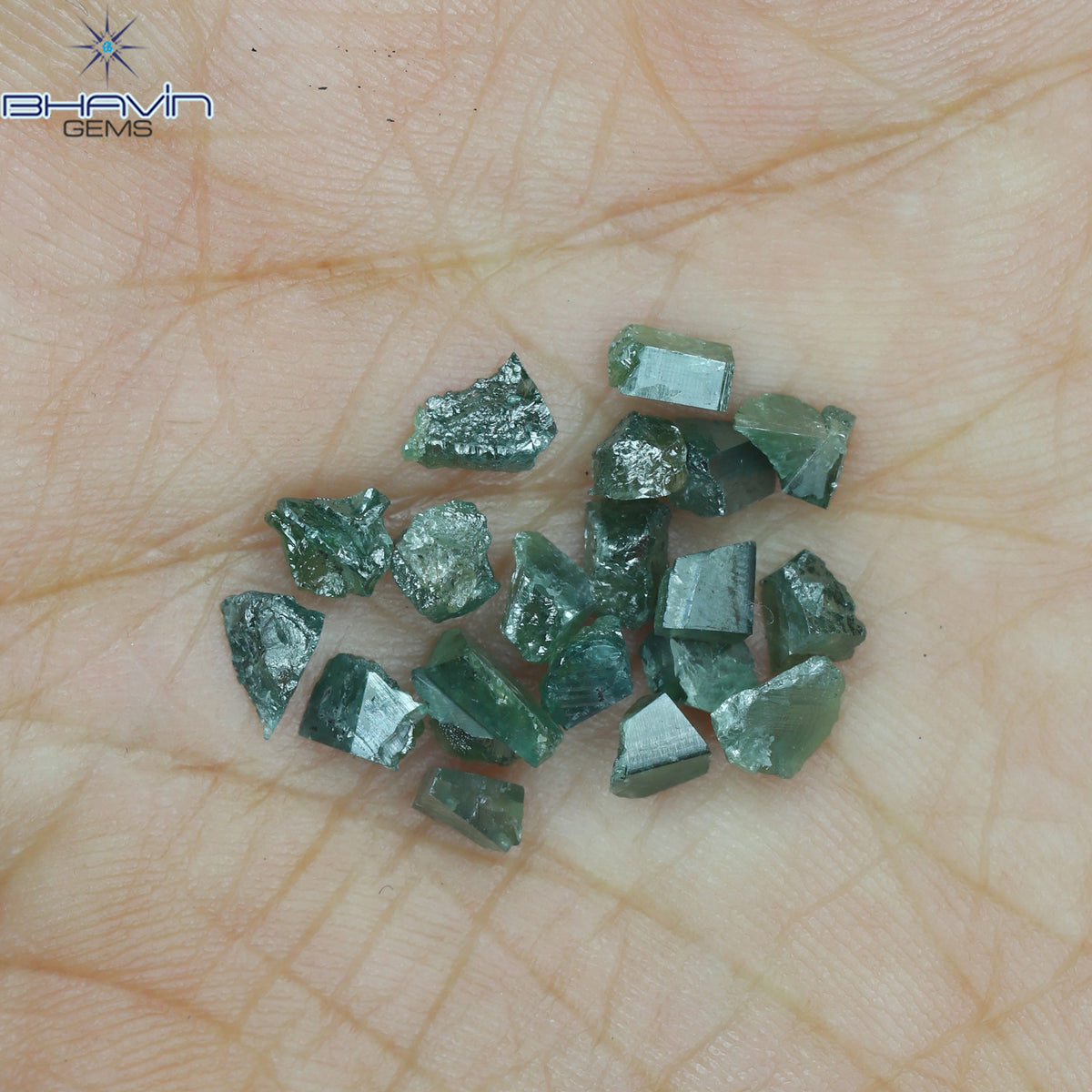 5.14 CT/20 ピース グリーン カラー ラフ ダイヤモンド ナチュラル ルース ダイヤモンド I3 クラリティ (4.08 MM)